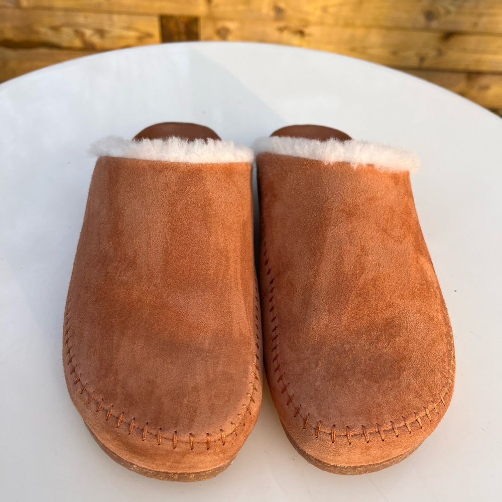 Jenni Kayne Shearling lined Saddle Color Suede Clog/ Mule size 40/9